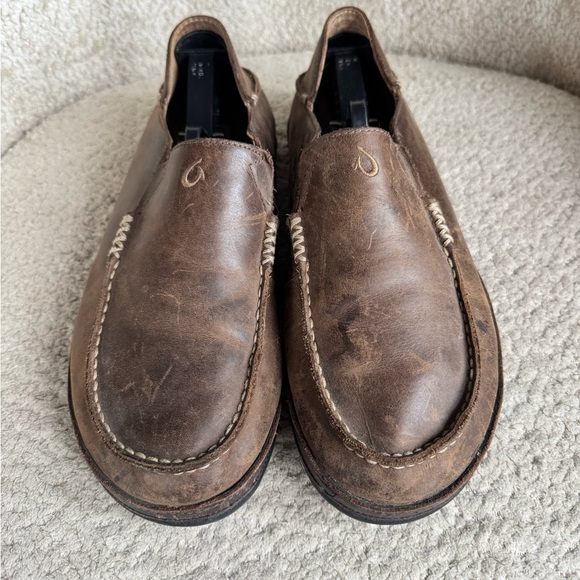 Olukai Moloa Slip On Shoes Mens 9 Brown Leather Casual Comfort Loafers